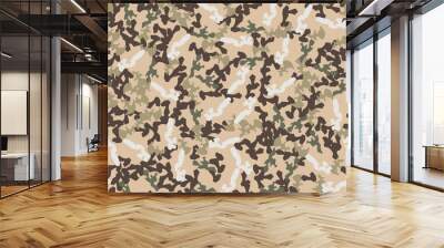 Universal camouflage of various shades of beige, brown, green and white colors Wall mural