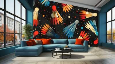 Abstract Badminton Shuttlecocks Art Wall mural