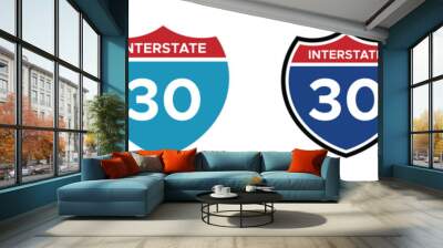 Interstate 30 highway vector signs Wall mural