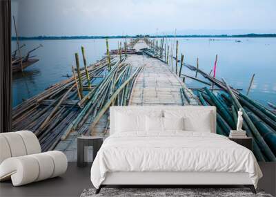 bamboo bridge on the lake Wall mural