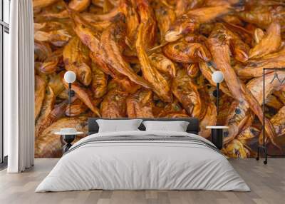 Stock of dry sheatfishes Wall mural