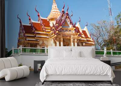 Thai church with blue sky on mountain Wall mural