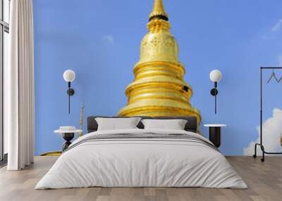 Golden Pagoda and blue Sky Wall mural