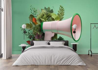 megaphone on green background Wall mural