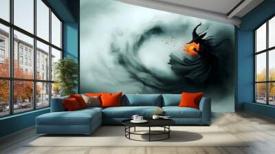 Sinister sorceress or witch surrounded by a swirling vortex of magical energy in a dark mystical and supernatural style  Ominous and foreboding fantasy scene with occult and esoteric elements Wall mural