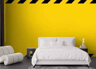 Black and yellow diagonal line striped. Blank vector illustration warning background. Hazard caution sign tape. Space for text Wall mural