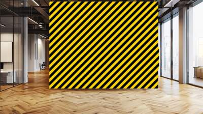 Black and yellow diagonal line striped. Blank vector illustration warning background. Hazard caution sign tape. Space for text Wall mural