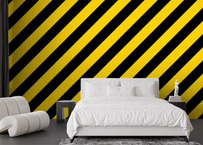 black and yellow diagonal line striped. blank vector illustration warning background. hazard caution Wall mural