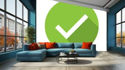 Check mark, tick icon, succes - yes vector illustration isolated on background, vote positive Wall mural