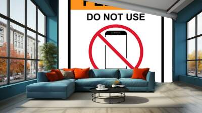 Mobile forbidden icon, no use phone sign, ban smartphone label vector illustration Wall mural