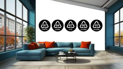 Set of Composite symbol, ecology recycling sign isolated on white background. Package waste icon Wall mural