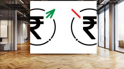 Set of cost symbol rupee increase and decrease icon. Money vector symbol isolated on background Wall mural