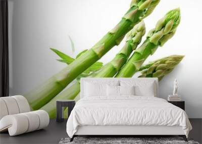 Fresh green asparagus spears isolated on white background Wall mural