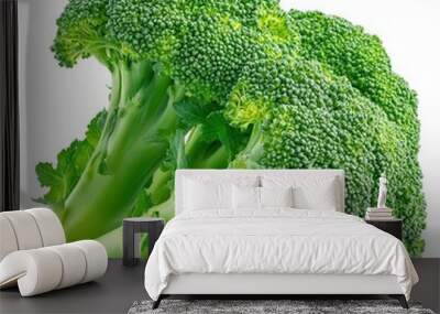 Fresh green broccoli florets isolated on white background. Wall mural