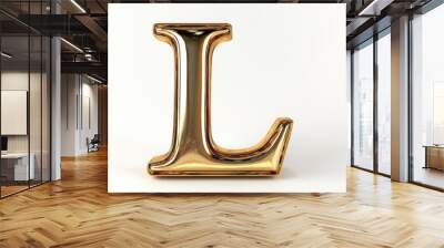 Golden letter L isolated on white background. Wall mural