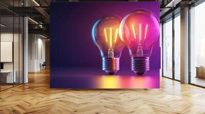 Two glasses on a glowing table with lavender plants Wall mural