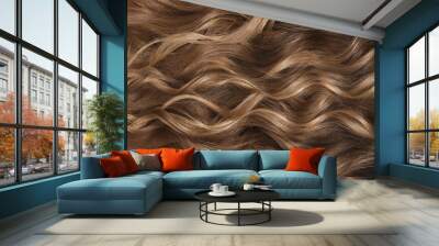 A closeup view of a bunch of shiny curls blond hair Wall mural