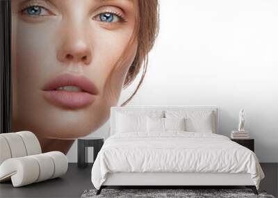 Beautiful fresh girl with perfect skin, natural make up. Beauty face. Wall mural