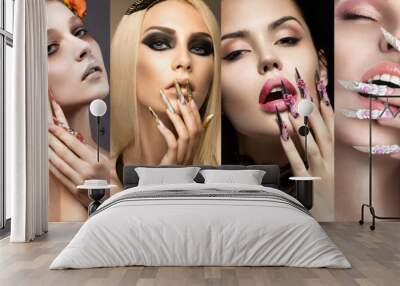 Nail Art Collection. Beauty face. Beautiful girls modeli Wall mural