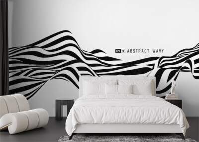 Abstract black and white minimal stripe line 3D decoration artwork. illustration vector eps10 Wall mural