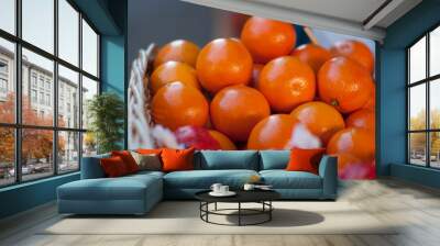 tangerines exposed at a local market. s.ambrogio, florence italy Wall mural