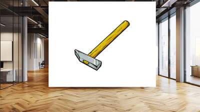 Cartoon skatch of hammer, wood and metal object, vector illustration isolated on white background Wall mural