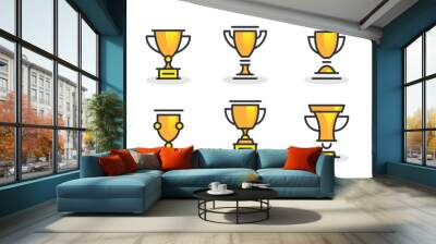 Icon golden trophy cups and awards Wall mural