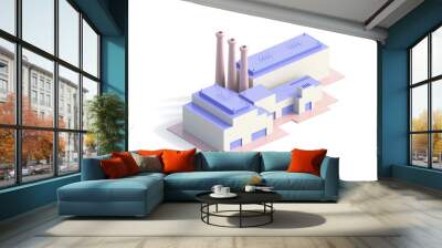 Isometric Industrial big Factory Building - 3d Illustration Wall mural