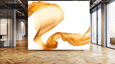 The orange fabric fluttering in the wind on transparent background Wall mural