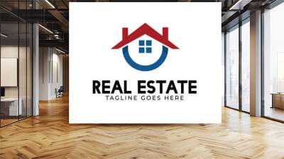 Home Logo Template - Letter U, home, house, and real estate Symbol Logo suitable for real estate agency, and real estate company Wall mural