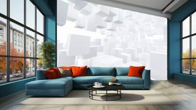 White cubes floating in the air Wall mural