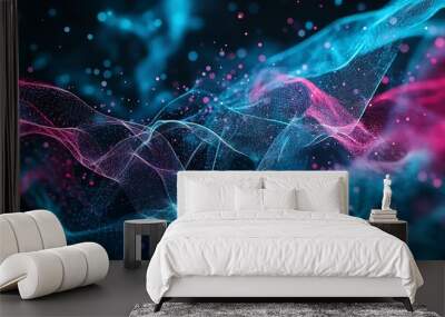 Abstract AI concept with a blend of digital patterns and neural networks Wall mural