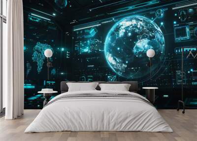 HUD digital futuristic user interface technology design Wall mural