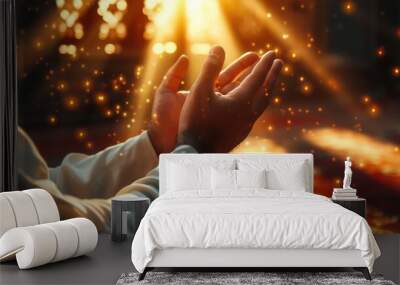 Muslim raised hand praying Wall mural