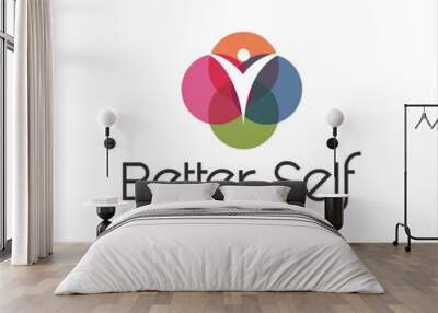 abstract youthful better self logo design with human vector illustration Wall mural