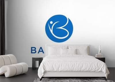 letter b balance logo icon with yoga wellness vector illustration Wall mural