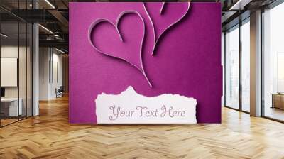 two valentine's paper hearts , valentine's day , day valentine Wall mural