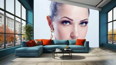 woman with beauty face and clean face skin , glamour makeup Wall mural