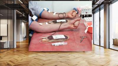 blood donors in laboratory at donation Wall mural