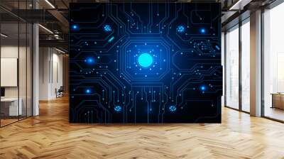 Electronic circuit board with chips Wall mural