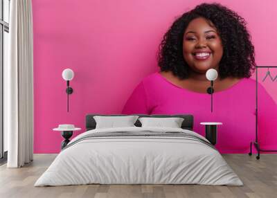 Happy overweight black woman Wall mural