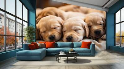 Labrador puppies dog sleeping Wall mural