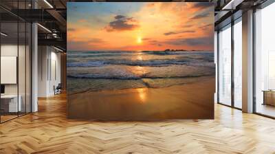 landscape with sea sunset on beach Wall mural