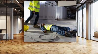 Accident at work of electrician people or Maintenance worker in the control room of factory. Wall mural