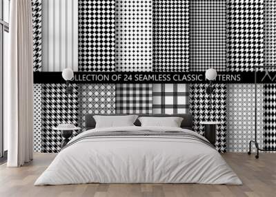 Big collection of classic fashion houndstooth seamless geometric patterns. 24 variations of pied de poule print Wall mural