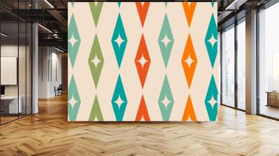 Mid-century modern atomic age background in teal and orange. Ideal for wallpaper and fabric design. Wall mural