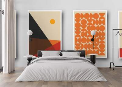 Retro 60s-70s graphic design covers. Cool vintage shape compositions. Trendy colorful bauhaus art templates. Wall mural