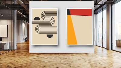 Retro 60s-70s graphic design covers. Cool vintage shape compositions. Trendy colorful bauhaus art templates. Wall mural