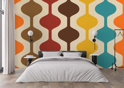 Retro seamless pattern - colorful nostalgic background design Wall mural