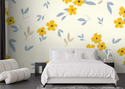 Seamless vector floral wallpaper. Decorative vintage pattern in doodle style with flowers Wall mural